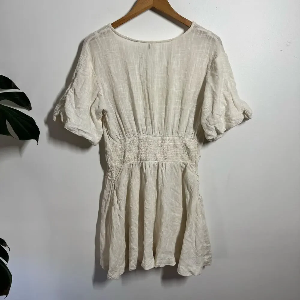 Free People Cotton Boho Mini Dress Women S Cream Coastal‎ Cottage Beach Minimal